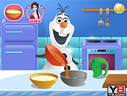 Olaf cocinando pastel de tortuga