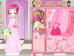 ピンクの花嫁ドレスアップ